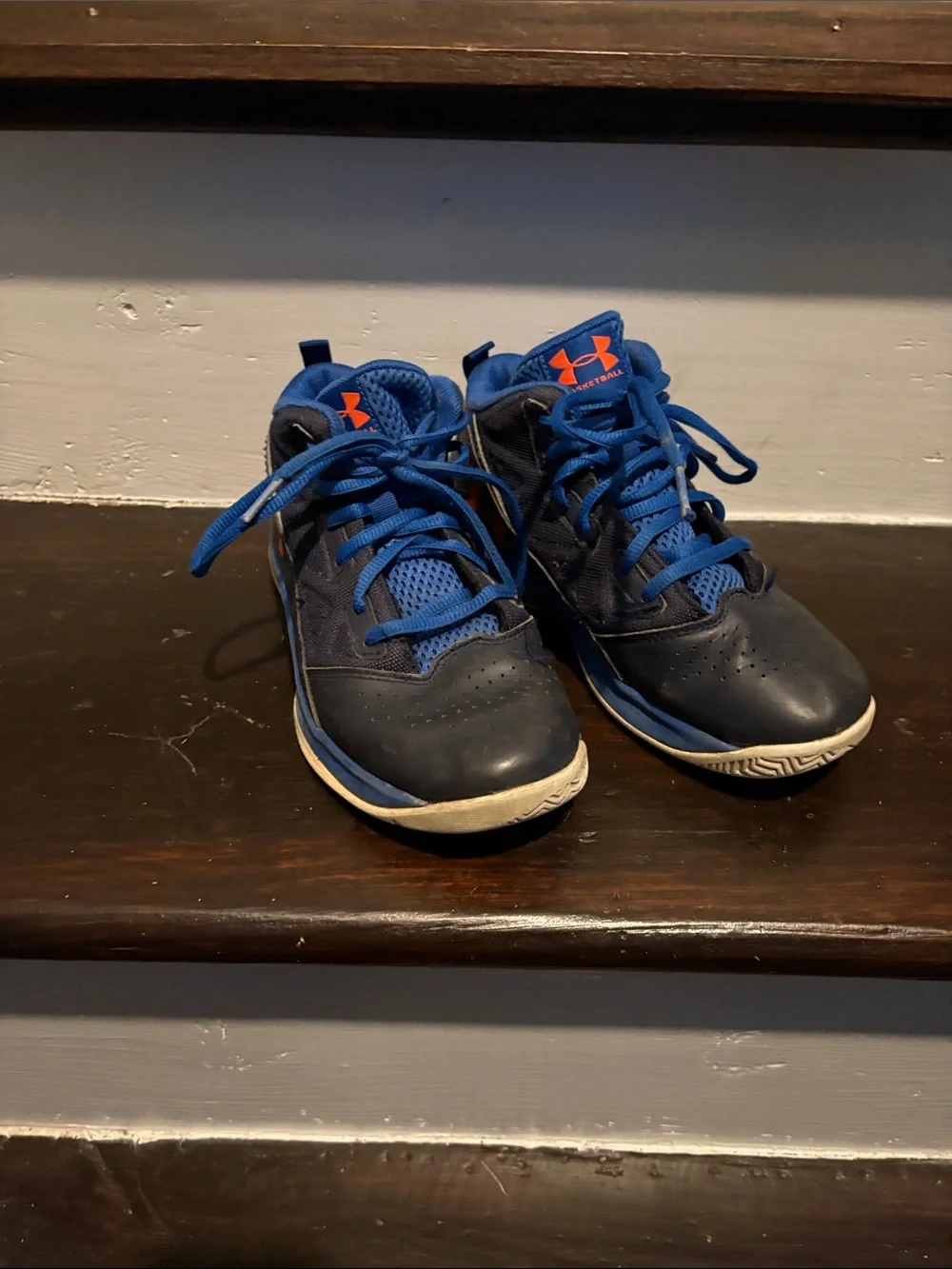 Under Armour Kids Blue and Orange High-Top Sneakers
